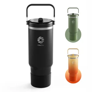 Bouteille d'eau isotherme en acier inoxydable de 1 200 ml avec paille, 2 couvercles, bouteille d'eau gazeuse, bleu (copie)