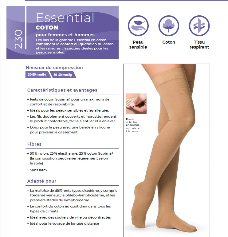Bas de compression mollet pour femme 20-30mmhg Sigvaris 232 Coton – Image 3
