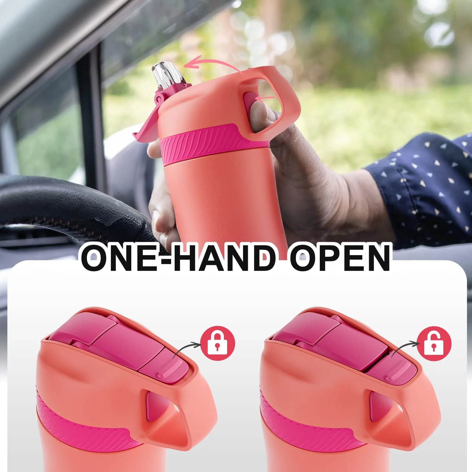 Bouteille de sport en acier inoxydable avec paille de 550 ml – Image 9