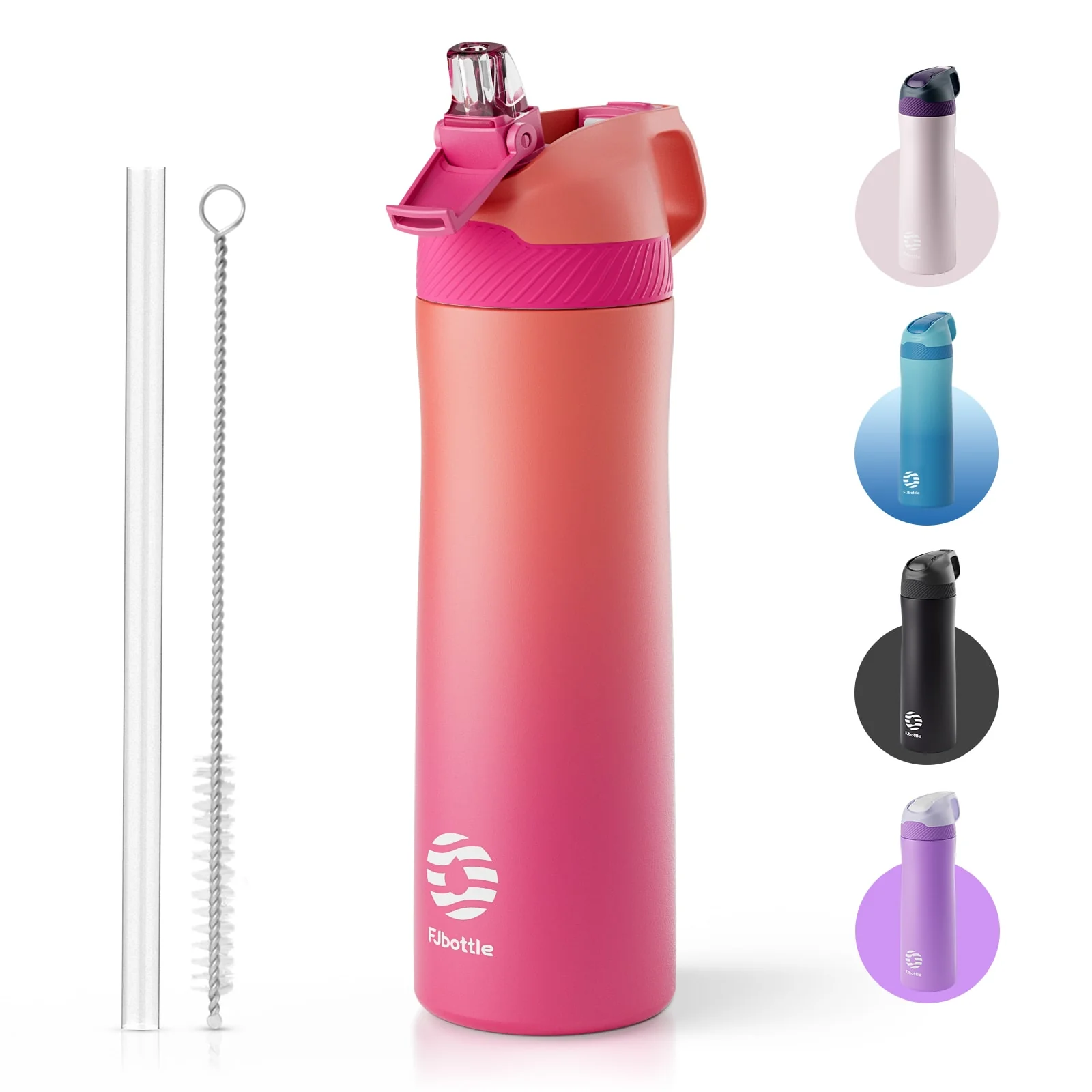 Bouteille de sport en acier inoxydable avec paille de 550 ml – Image 8