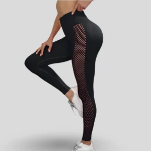 LEGGINGS TAILLE HAUTE AVEC TEXTURE TRANSPARENTE SUR LES CÔTÉS - GRID