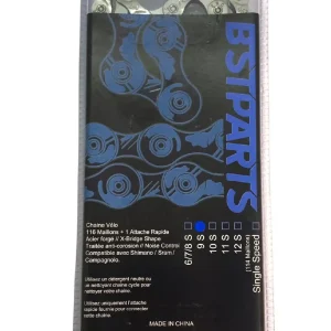 8000.webp Chaine BST-PARTS 6/7/8 vitesses Sram/Shimano (116 maillons + quick link) argent