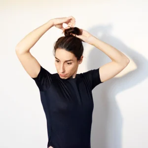 Body bleu manche courte en bambou