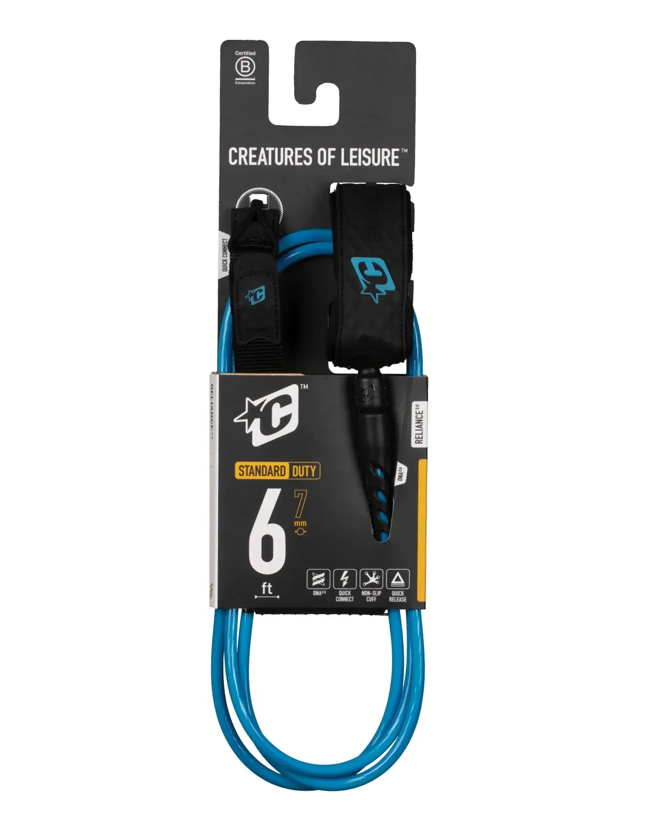 Creatures leash reliance 2.0 standard duty 6' (Cyan Twist Black)