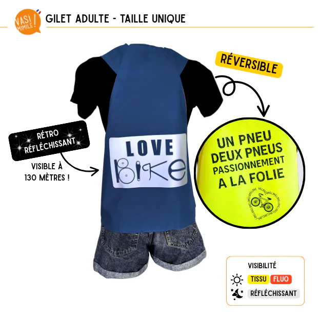 Gilet fluo réversible - Love Bike & 2 Pneus – Image 6