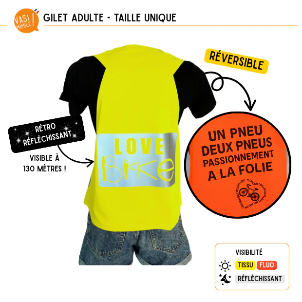 Gilet fluo réversible - Love Bike & 2 Pneus – Image 5