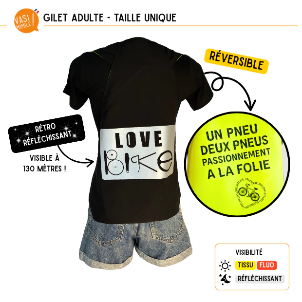 Gilet fluo réversible - Love Bike & 2 Pneus – Image 7