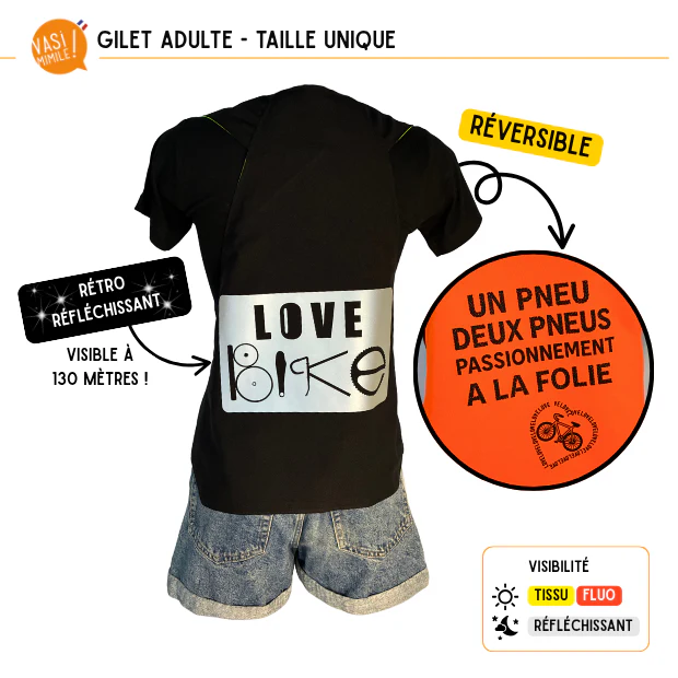 Gilet fluo réversible - Love Bike & 2 Pneus – Image 8