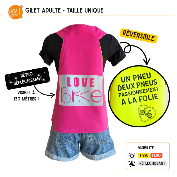 Gilet fluo réversible - Love Bike & 2 Pneus – Image 9