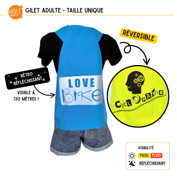Gilet fluo réversible - Love Bike & Cyclopathe – Image 7