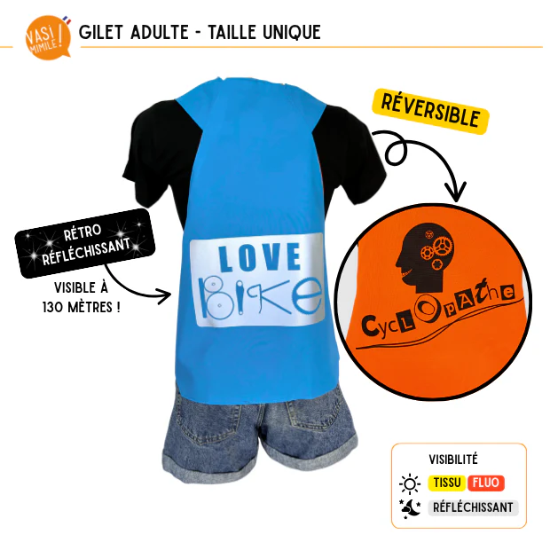 Gilet fluo réversible - Love Bike & Cyclopathe – Image 8
