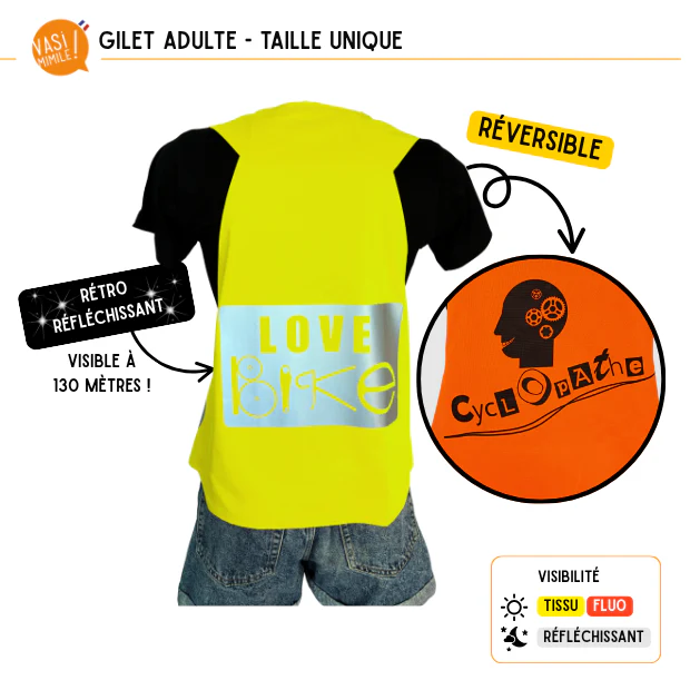 Gilet fluo réversible - Love Bike & Cyclopathe – Image 5