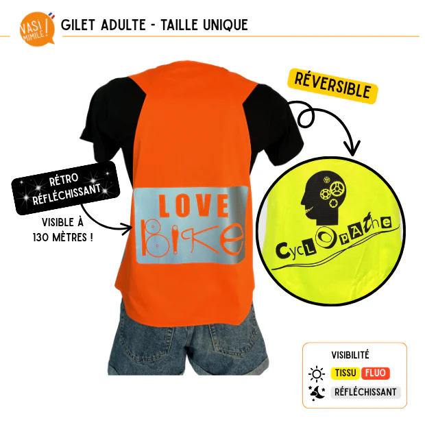 Gilet fluo réversible - Love Bike & Cyclopathe – Image 6