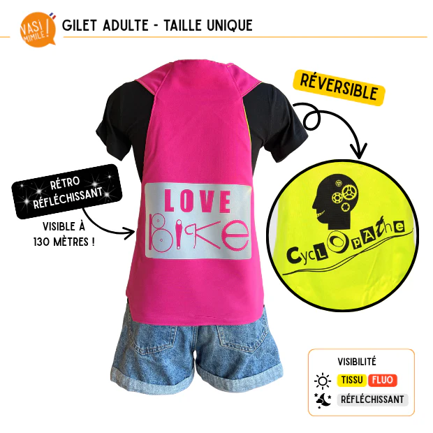 Gilet fluo réversible - Love Bike & Cyclopathe – Image 9