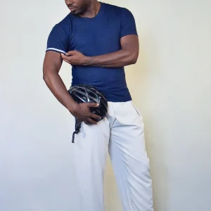 T-shirt cycliste urbain.e marine