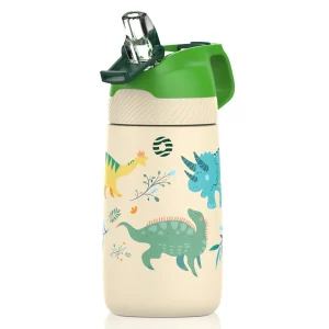kinder-edelstahl-trinkflasche-350ml-mit-strohhalm-becher-burste-wilder-dinosaurier-674272.jpgv1647948498 Bouteille en acier inoxydable de 350 ml avec paille pour enfants, dinosaure jaune