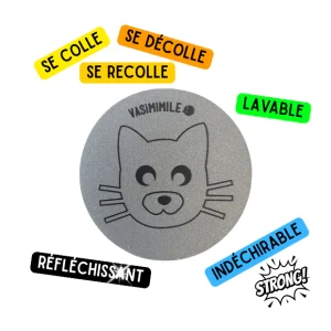 Sticker réfléchissant repositionnable et indéchirable - Chat
