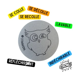 Sticker réfléchissant repositionnable et indéchirable - Hibou
