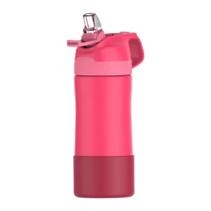 Bouteille en acier inoxydable de 400 ml avec paille pour enfants, rouge